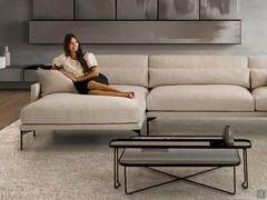 Focus on the comfortable chaise-longue with large cushions