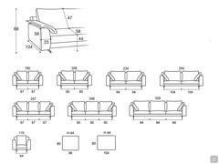 Modularity of linear sofas, armchair and pouffe