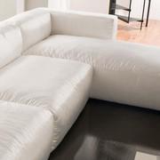 Softly fabric sofa, linear with chaise longue