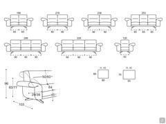 Modularity and measurements available for the Carnaby sofa