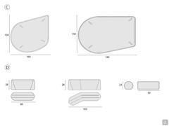 Dimensions of the Island sofa: C) terminal element and shaped peninsula D) movable backrests