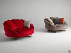 2-seater fabric sofa Graham, with customizable upholstery also in leatherette, velvet or leather