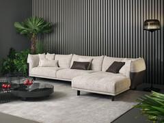 Blend sectional sofa in belting leather and fabric by Bonaldo