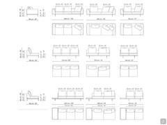 Sofa with integrated bookcase Phil by Bonaldo - Linear, central and central elements with tray in the Casual cushion version