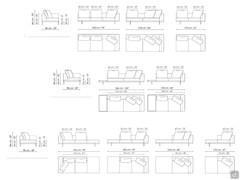 Sofa with integrated bookcase Phil by Bonaldo - End elements (with and without tray) and meridienne in the version with Casual cushioning