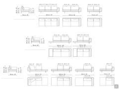 Sofa with integrated bookcase Phil by Bonaldo - End elements (with and without tray) and meridienne in the version with Linear cushioning