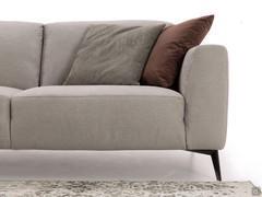 Front view and proportions of Abby sofa with feather filled back cushions