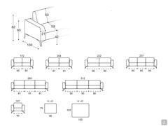 Available modules and sizes for Abbey sofa