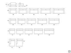 Modularity of the Holiday sofa: linear sofas, terminal elements with armrest, central elements and chaise-longue