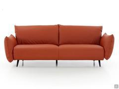 230 cm Malibù leather sofa with 21 cm armrests