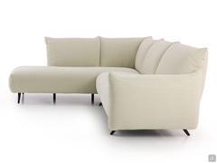 Side view of Malibù L-shaped sofa with linen fabric