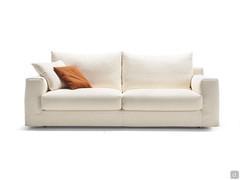 Sofa Strip linear 2-seater 220 cm wide with white fabric upholstery