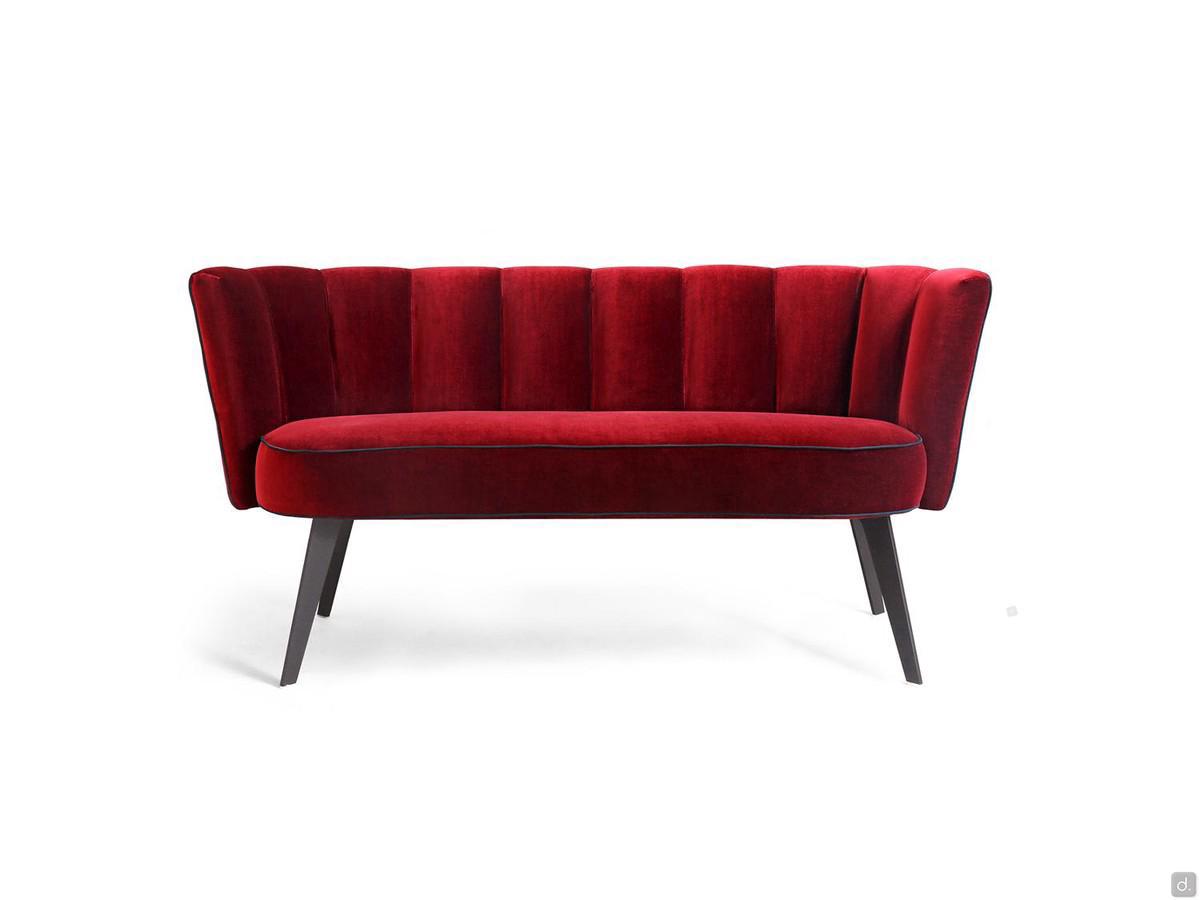 Divanet 2-seater shell Petra in red velvet