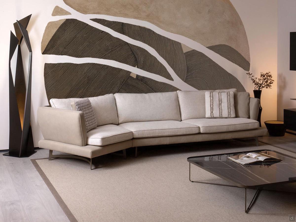 Roger sofa with sloping end piece that creates a sort of peninsula