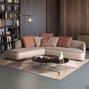 Banus design sofa with low asymmetric backrest