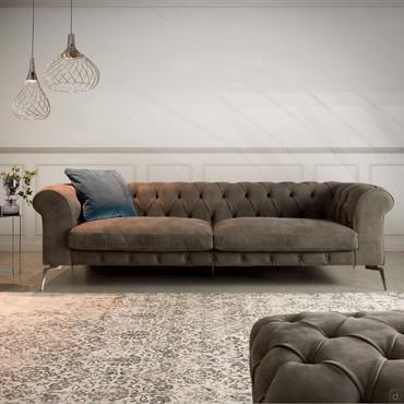 Bellagio modern tufted sofa with leather cover