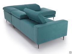 Rear view of the Kimi sofa upholstered in frame and cushions for easy positioning even in the middle of the room