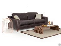 Elwood aged leather sofa, also available with textile cover, also removable.