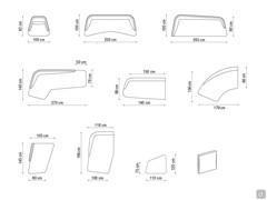 Elements and modularity available for the Banus sofa