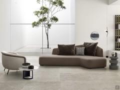 Banus sofa dormeuse with sloping side and low inclined backrest