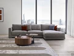 Clive floor-standing sofa with peninsula with removable fabric cover and matching piping