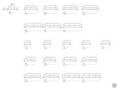 Elements and modularity available for the Richmond sofa: linear and terminal