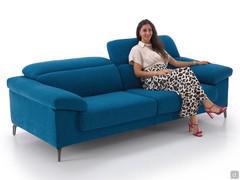 Check sofa with adjustable headrests and armrests with storage compartment, upholstered in Mystic 510 fabric