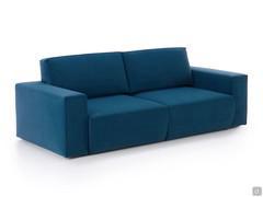 Attitude two-seater linear sofa upholstered in Carabù fabric col.132, also available with velvet or leatherette covering