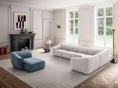 Spacious, modern living room with large, comfortable Drappy corner sofa and matching chaise longue use dormeuse