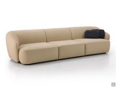 Laurent sofa offered here in a straight linear version consisting of two end elements with armrests (one left and one right) and a central seat