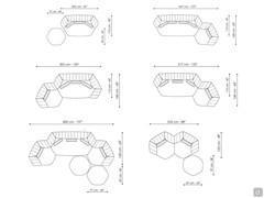 Panorama New sectional sofa with hexagonal elements - Some examples of compositions to demonstrate the creative liberty offered by the Panorama New elements 