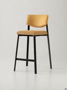 Omnia stool in fabric-covered version with straight backrest