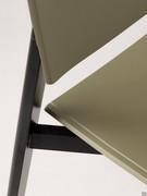 Detail of coloured polypropylene seat and backrest. Note also the painted metal structure in a customisable colour