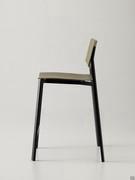 Side view of the Omnia stool in the version with coloured polypropylene seat and backrest