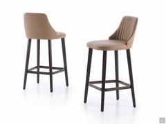 Neva leather kitchen counter stool with heat-treated stained beech frame