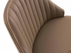 Detail of the inside of the high, padded backrest with vertical stitching on the lining