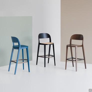 Minima high-backed wooden stool