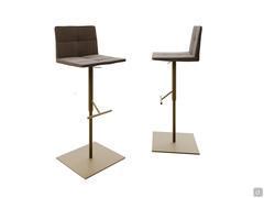 Adjustable upholstered stool Fast with Model C base in bronze painted metal finish