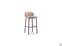 Wooden stool for kitchen island Hamide with metal footrest painted Matte Black