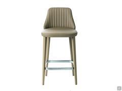 Neva stool with legs matching the cover, footrest in satin-finished chromed metal