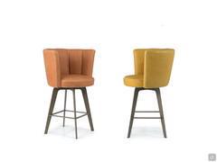 Stools Petra upholstered in leather and with metal legs, with height for kitchen countertop