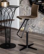 Stool with hide leather seat and 4-spoke base Toto by Cattelan