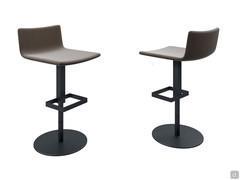 Stool with black painted metal base, practical slim seat upholstered in leatherette