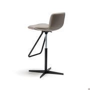 Axel leather stool with feet rest in black embossed metal