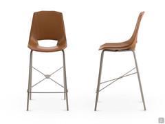 Nicole kitchen stools with bonded leather seat in cognac colour