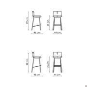 Kitchen stool with soft upholstery Pil Too by Bonaldo - Model and Measurements