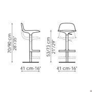 Bonnie adjustable swivel stool by Bonaldo - Measurements