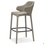 View from the side of Wanda by Cattelan bar stool with arms and perimetral metallic footrest