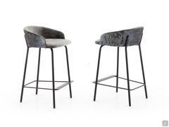 Just design stool with velvet upholstery and black painted metal frame