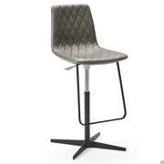 The elegant Will stool with diamond quilting and 4-spoke swivel base. Leather upholstery and base in brushed and painted aluminium in the Charcoal finish.